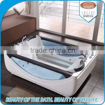 Freestanding double transparent glass skir whirlpool massage bathtub for bathroom