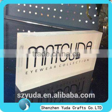 custom counter acrylic sign block printing plexiglass logo block wholesale price cheap