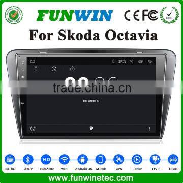 Funwin android 4.4.2 car dvd player touch screen for SKODA OCTAVIA car dvd player built in WIFI 3G