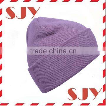 Solid color wholesale wool knitted winter knitted beanie hat