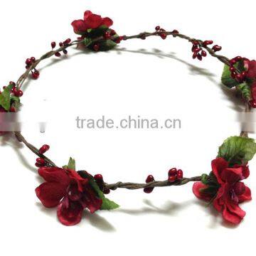 Artificial Red Peony Flower Wreath For Bridal Wedding Head Wreath