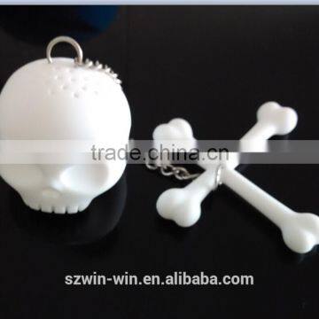 Hot sell Novelty design skull shape silicone tea infuser silicone stainer filter silicone steeper