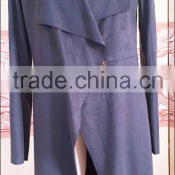 New Products Latest Women Fashion Long Style Faux Suede pu Jacket, Casual Suede Jacket