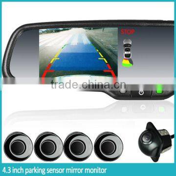 parking sensor rear view mirror monitor with 4.3 inch LCD monitor and car reversing aid camera
