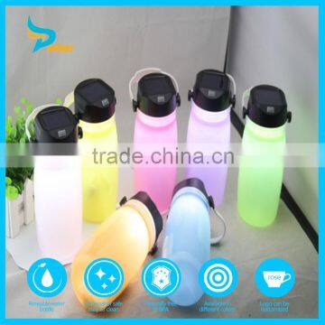 700ml Unique Solar Light Silicone Foldable Water Bottle for Sale