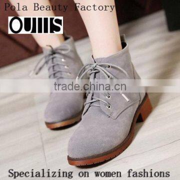 2015 Autumn New Design Women Round Toe Low Heel Casual Women Shoes Fashion British Style Lace-up Ladies Ankle Boots PH3883