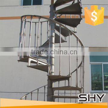 cast iron metal spiral stairs with matching platform baluster