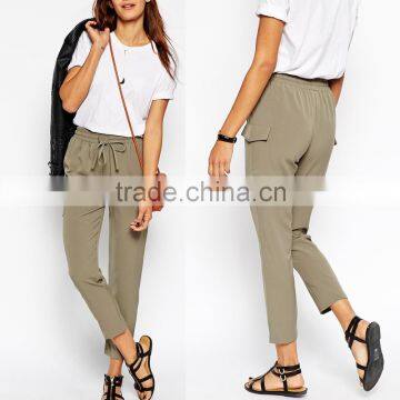 European women casual crepe waist band pants