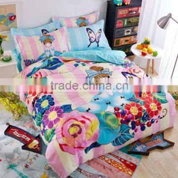 Butterfly and Flowers Print Cotton Bedding Set for Girls and Boys