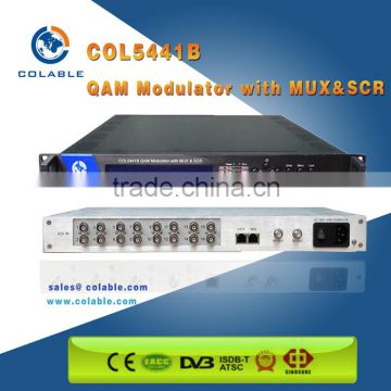 Newly Customized cable tv QAM modulator mux-scrambler to 4 QAM out RF modulator