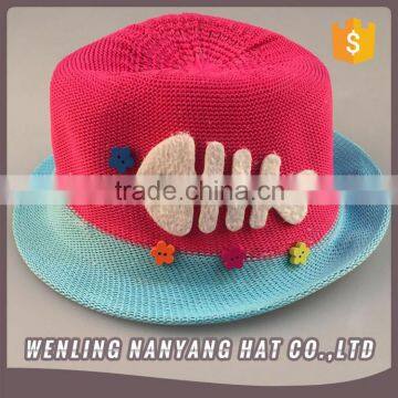 Baby Child 3D Cartoon Fedora Cute Fish Design Sun Straw Beach Hat