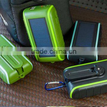 CE, ROHS standard Waterproof dual USB solar power bank, hand crank solar mobile charger