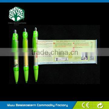 Pen With Roll Out Paper, Rubber Grip Banner Pen, Ball Pen With Flag