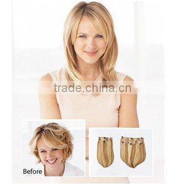 2 PCS Straight Clip Hair Extensions - Yaky Style Clip Weft