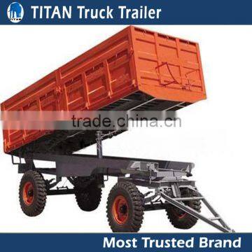 Tractor hydraulic small dump trailer, 4 wheel drawbar trailer, full trailer for farm tractors