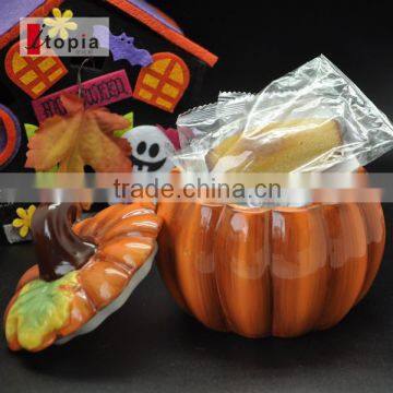 500 ml halloween creamic dessert pumpkin shape pot wholesale