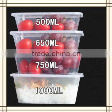 500ml 650ml 750ml 1000ml 1500ml microwave disposable pp plastic food box,plastic meal prep box