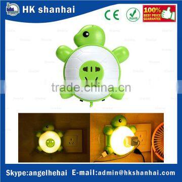 2016 zoo turtle 5 Hole USB Wall Plug Charger voice control sensor LED cartoon turtle night light for christmas sales