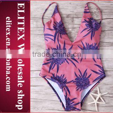 2017 Newest Pink and Blue Floral Sexy Print Swimwear Woman BO233
