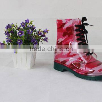 2016 Women Fashion Cheap Martens Plastic PVC Rain Boots With Shoelace