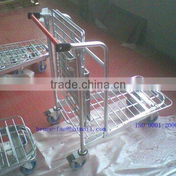 nestable galvanized hand luggage cart for hotel and airport