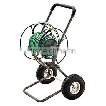 Two wheel garden water hose reel cart with 10inch turf tires