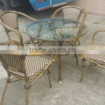 YH-5037 Aluminum and Rattan Material Bamboo Look Dining Table and Chairs photo-3