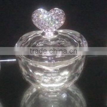 cheap clear small crystal trinket box with jewelled handle