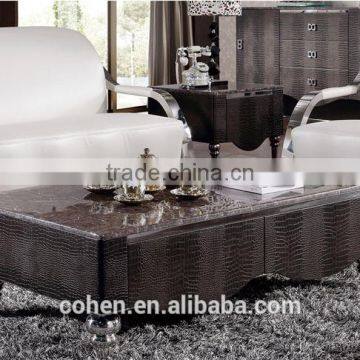 modern thick mdf cabinet coffee/center tables with high quality stainless steel legs