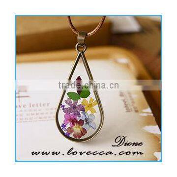Unisex Fashion Natural Real Dried Flower Round Glass Pendant Necklace New Jewelry photo-5