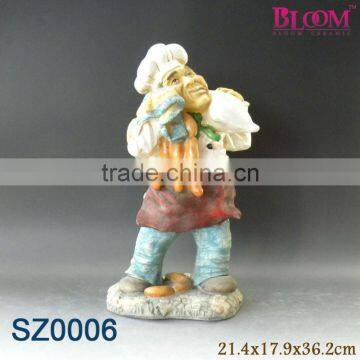 Promotional handmade chef shape polyresin decorative figure