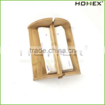 Bamboo Napkin Holder Rack with Center Bar Weighted Arms Homex BSCI/Factory