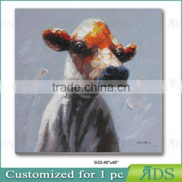 2017 Amazon Hotsell 100% Hand Animal Oil Painting Brown Cow With Stretched Frame Contemporary Artwork Ready to Hang 24 x 36 Inch photo-3