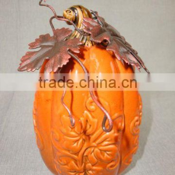 Porcelain pumpkin garden decoration orange color