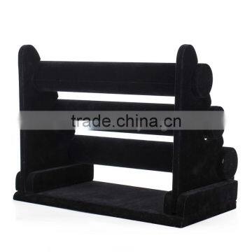 2016 High-end Luxuries 3 Layer Black Velvet Bracelet Holder Display Stand photo-3