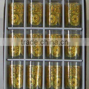 GH306 12pcs Glass Drinking Set with bronzing deco