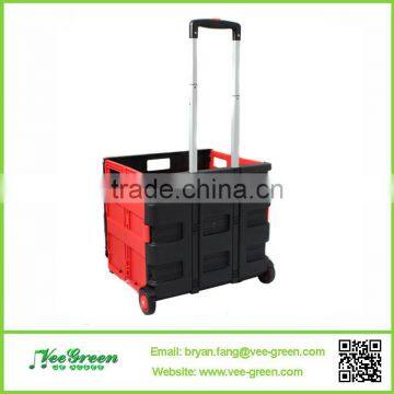 Plastic Folding Utility Cart/Lightweight Mobile Shopping Trolley photo-3