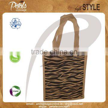 PP laminated jute handbag with print with jute web handle