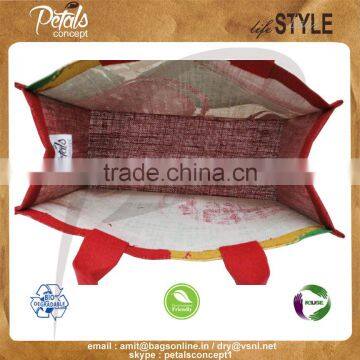 PP Laminated Jute Tote Bag With Web Handle & With Three Color Front & Back Print photo-6