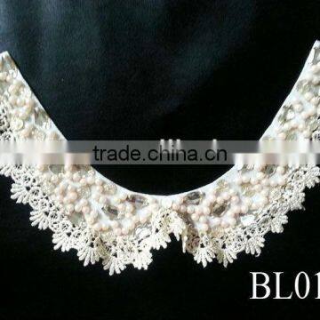 2013 fashion handmade embroidery flower lace rhinestone ladies collar design