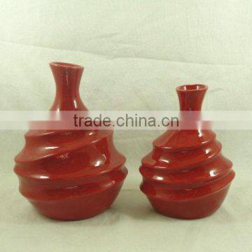 mini red ceramic flower vase