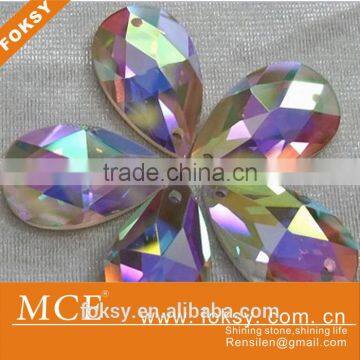 Drop shape Crystal AB glass sew on rhinestone China factory