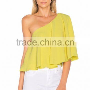 One Shoulder Ruffle Top Latest Saree Blouse Designs for Women Summer Tops photo-4