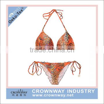 Ladies Sublimation Print Micro Polyester Brazilian Bikini With Baby Lock Stitch