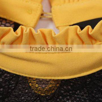 2015 Modern Solid Color Womens Clothing Ladies' Loose-fitting Laced Pleated Women's Sexy Apparel With Stand Collar photo-3