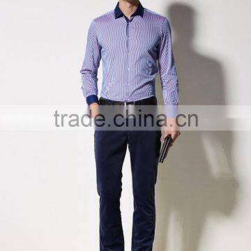 New Design Contrast Fabric Made to Measure Cotton Slim Men Shirt BSZ0077 photo-4