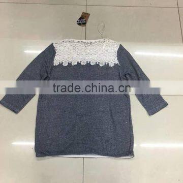 Clearance Sale Womencotton French Terry Lace T-shirt photo-6