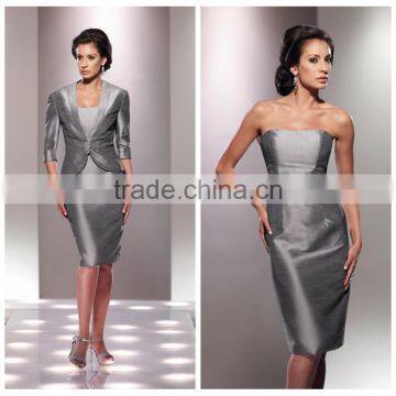 elegant satin two piece casual formal evening dress 2014