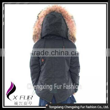 CX-G-P-01B Chinese Wholesale Genuine Fox Fur Lining Raccoon Fur Collar Fur Jacket photo-4
