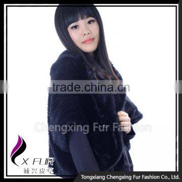 CX-B-M-28C 2016 Fashional Lady Knitted Winter Mink Fur Poncho and Shawl photo-6
